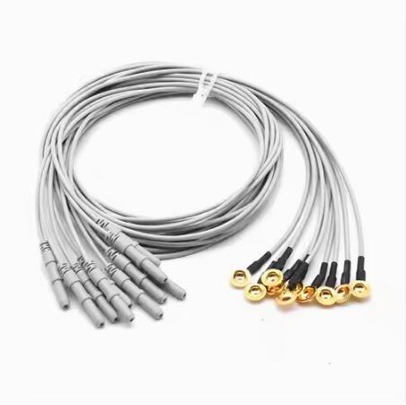 Reusable DIN1.5 Socket gray EEG Cable Golden Plated EEG Cup Electrode for clinic