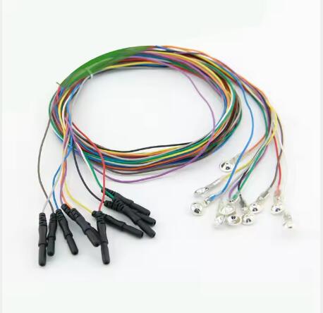 Din 1.5 Colorful TPU EEG cup electrodes with AgCl plated cup ,1.5m,Brain wires