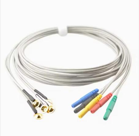 Gold Plated EEg Cup Electrode Colorful EEG Cable DIN1.5 Socket