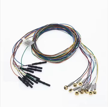 EEG electrodes with 20 cables and cord for medical,Gold plating cup eeg cable