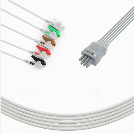 Compatible for Mindray Tel-100 ECG Telemetry Leadwire, 5 leads Datascope clip aha ecg Leadwire cable