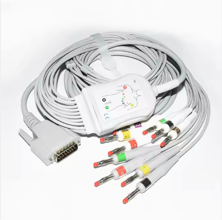 Compatible Edan SE-1200 Direct-Connect EKG Cable IEC,Banana 4.0 Connector